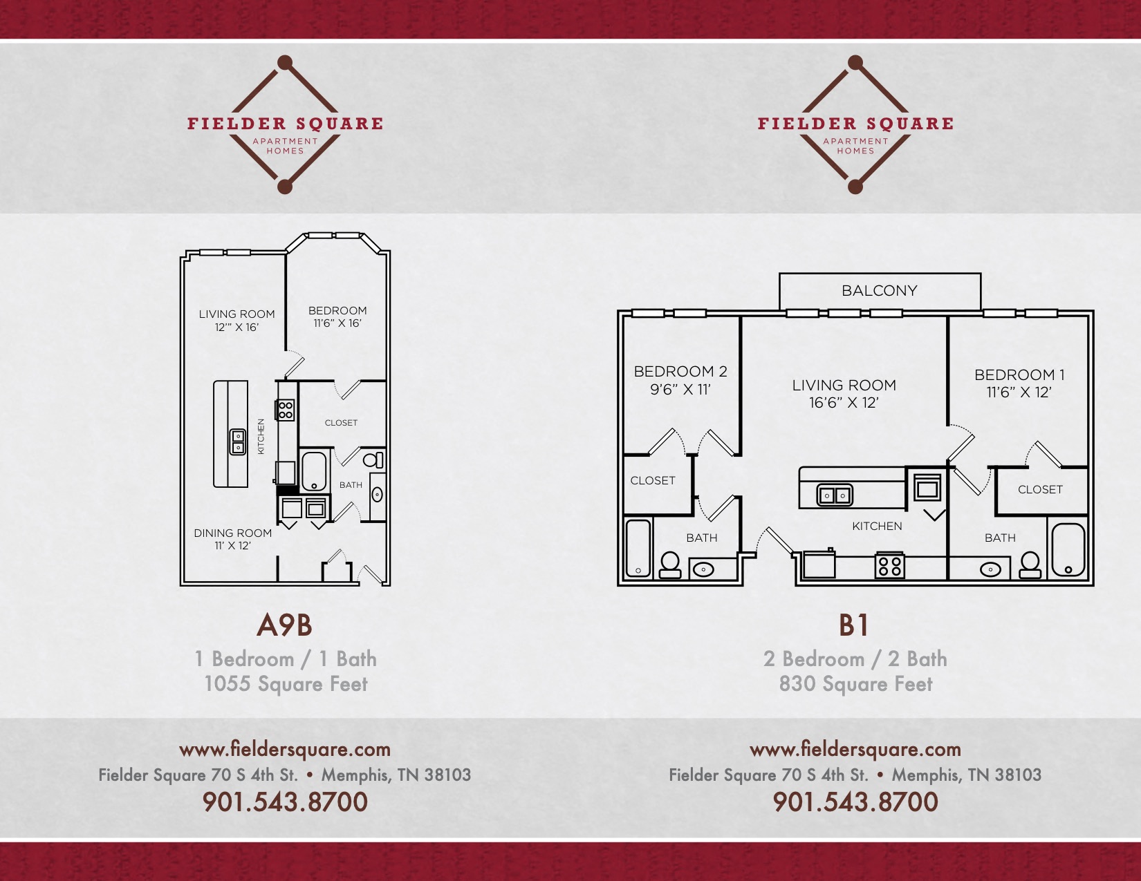 Floor plan for 2 beds, 2 baths, 902 sqft